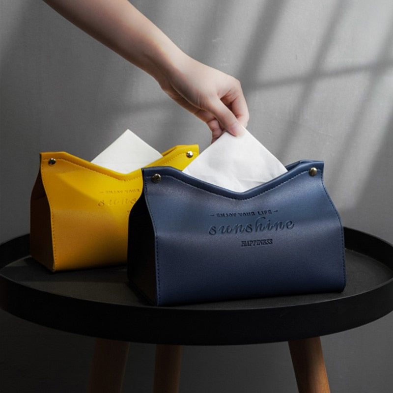 Stylish Artificial Leather Tissue Box