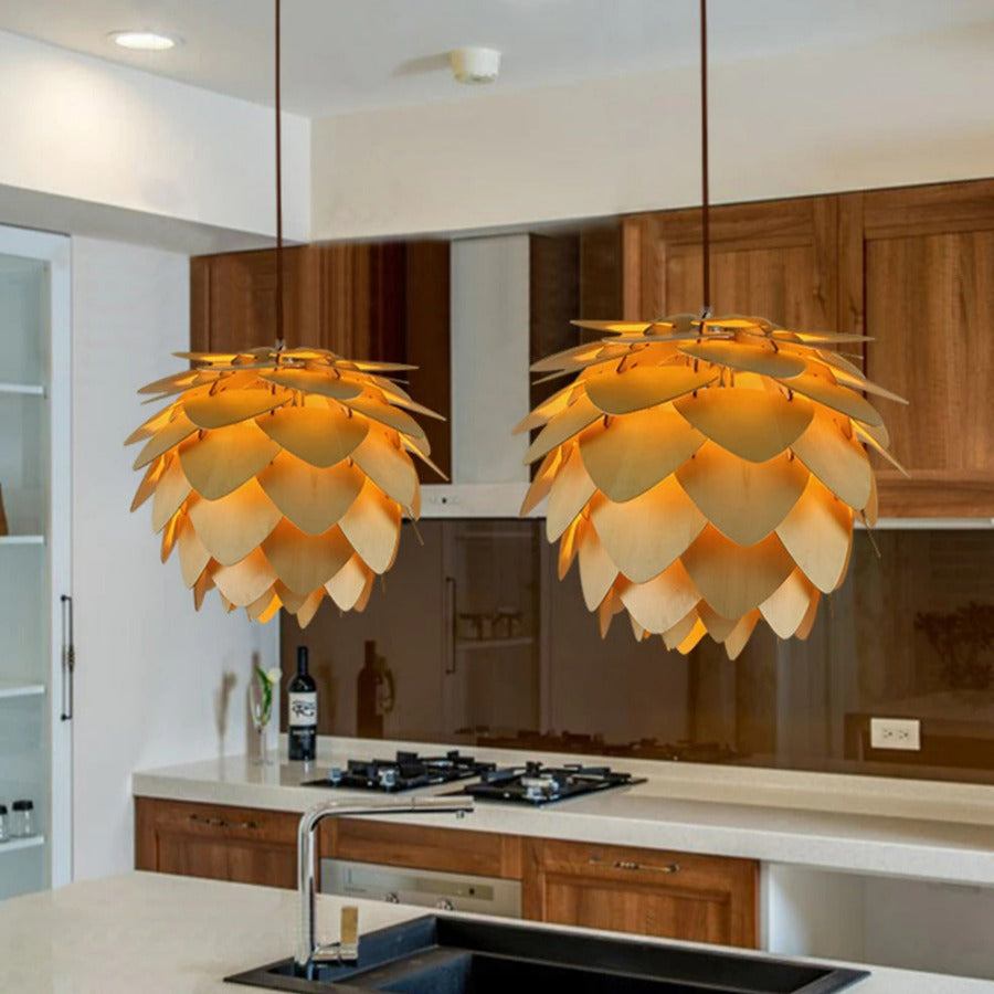 Handcrafted Pine Cone Pendant Light with Adjustable Cord