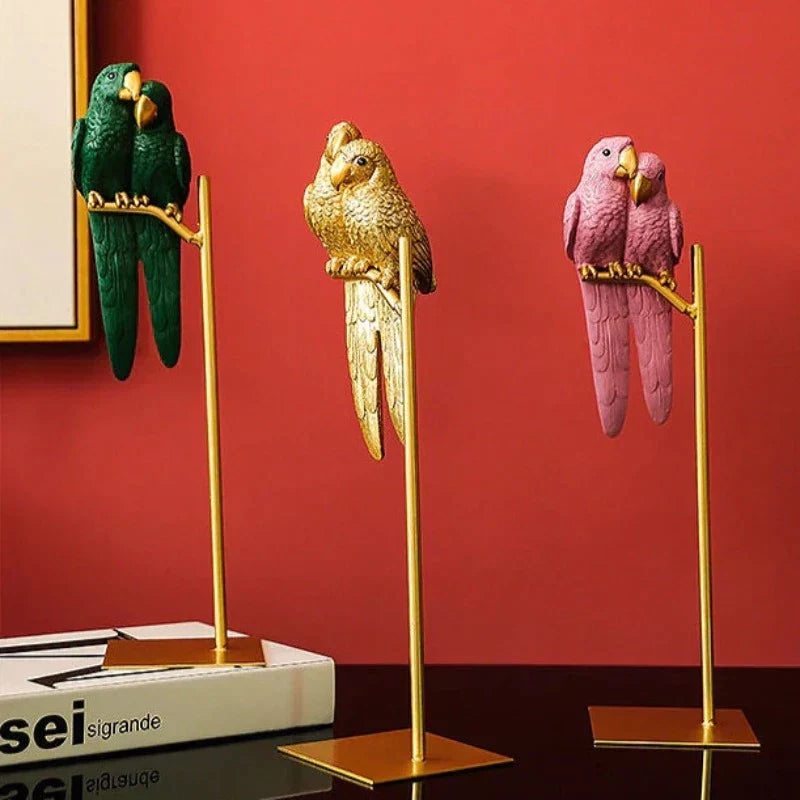 Lovebird Decorative Art Sculpture in Metal and Resin