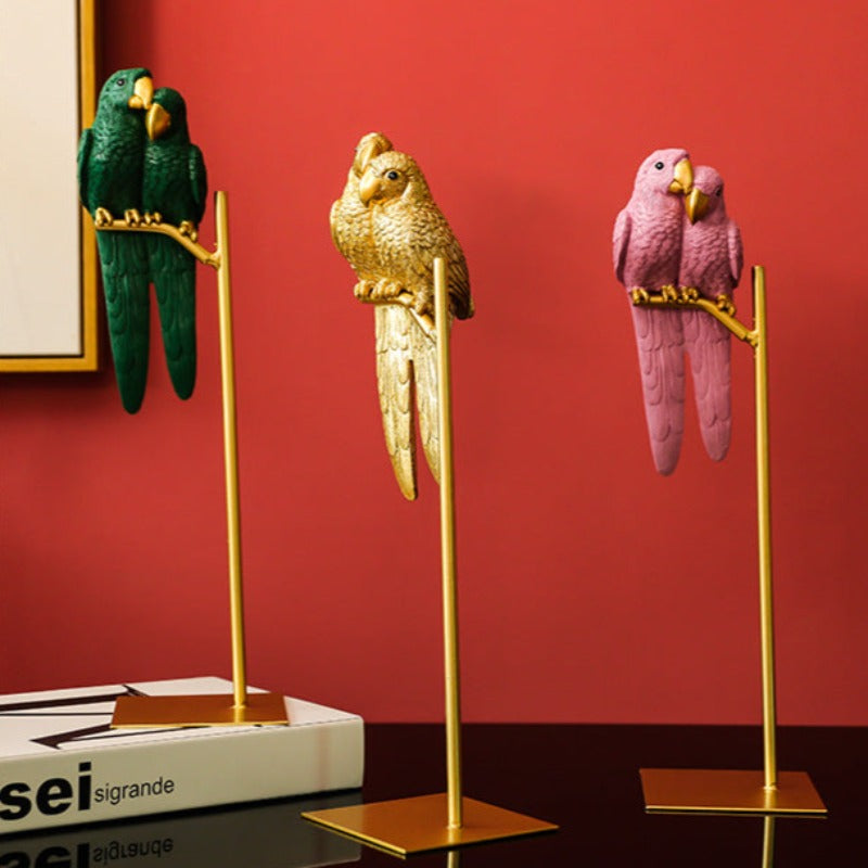 Lovebird Decorative Metal and Resin Art Piece