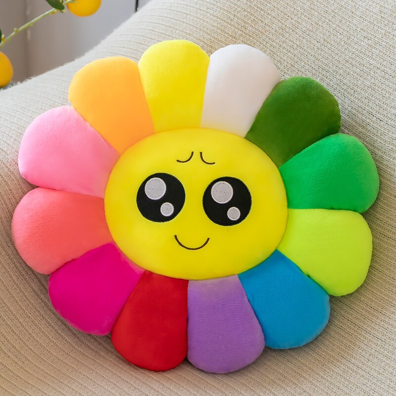 Colorful Sunflower Round Plush Seat Cushion