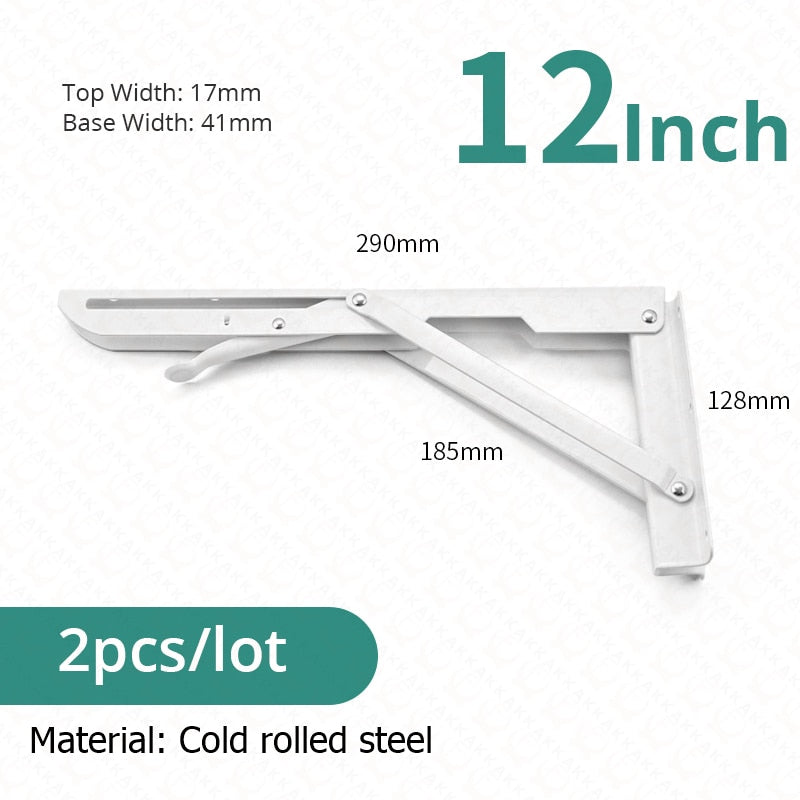Collapsible Heavy-Duty Stainless Steel Shelf Brackets