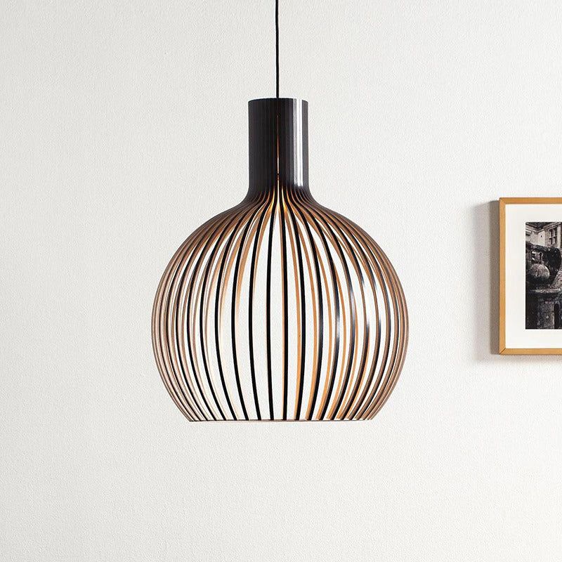 Handcrafted Wooden Pendant Lamp with Adjustable Height