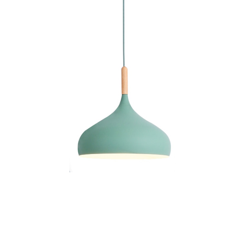 Modern Wooden Pendant Light - Scandinavian Drop Shape, Multiple Colors
