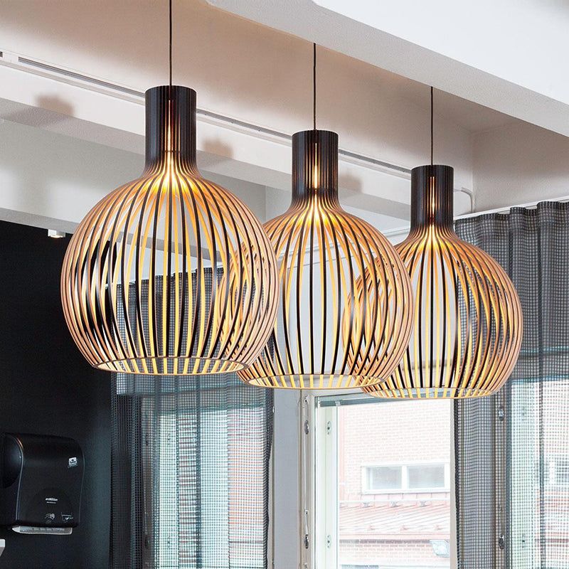 Handcrafted Wooden Pendant Lamp with Adjustable Height