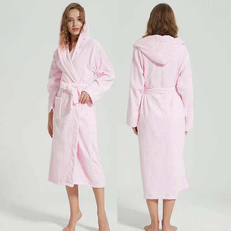 Hooded Cotton Bathrobe for Spa and Home Relaxation