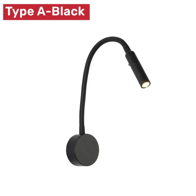 Adjustable LED Reading Wall Lamp with Gooseneck and Touch Switch - 1W/3W Options
