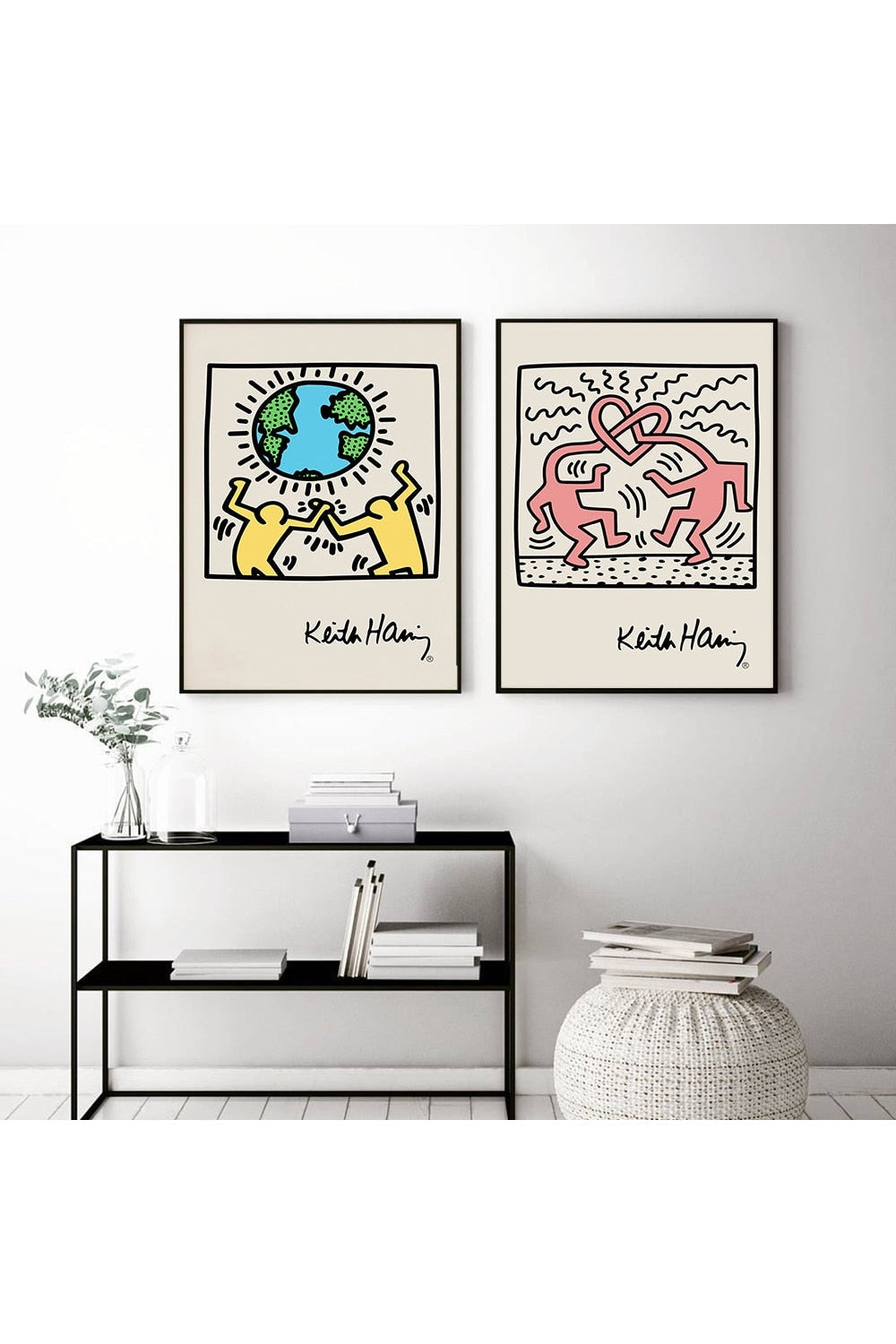 Keith Haring Inspired Linen Canvas Art