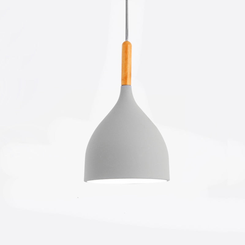 Modern Wooden Pendant Light - Scandinavian Drop Shape, Multiple Colors