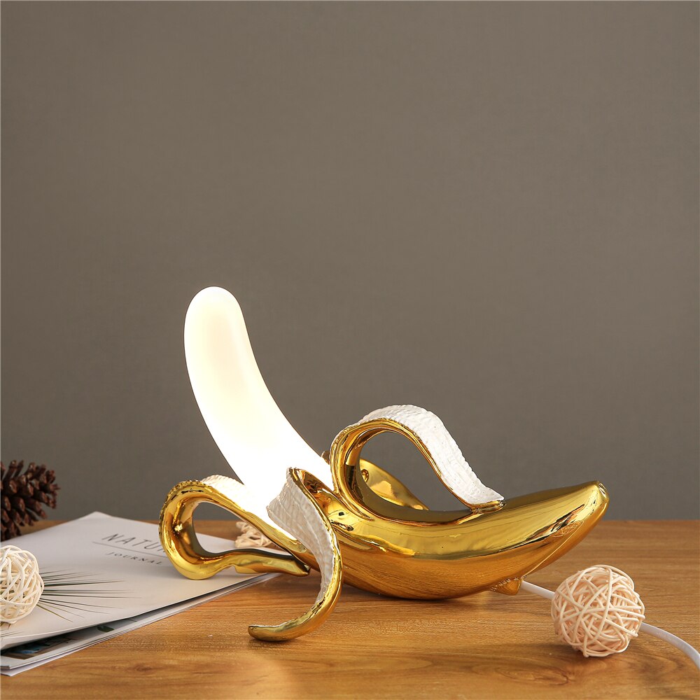 Art Deco Banana Lights Table Lamp with Copper and Chrome Finish
