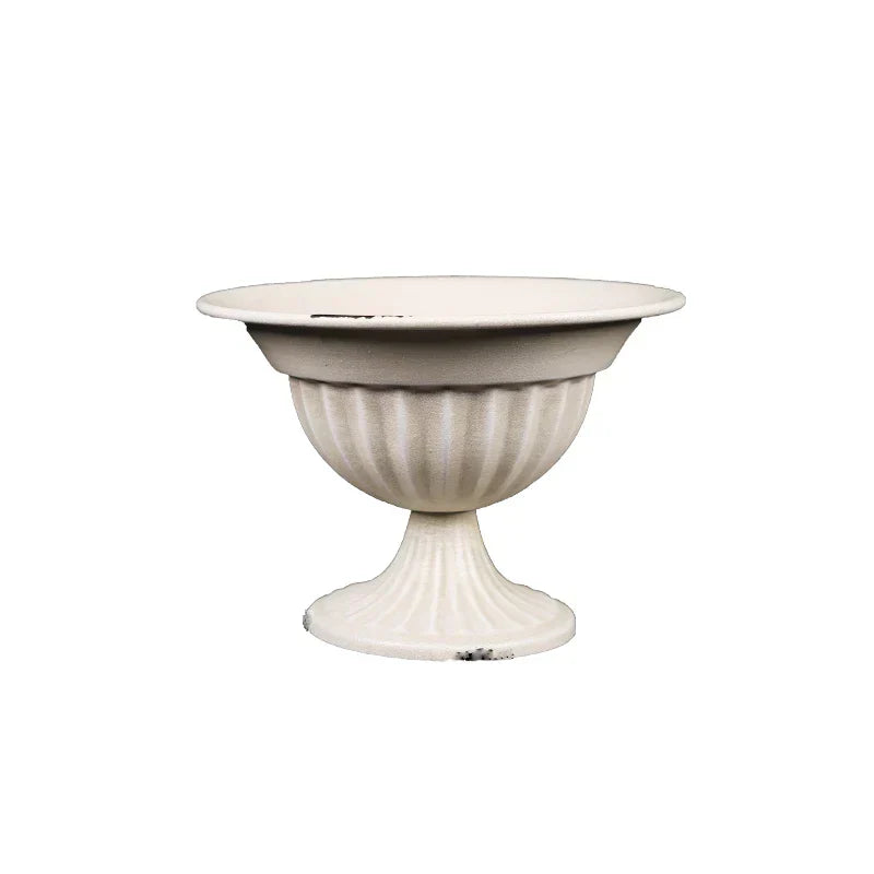 Vintage Iron Chalice Vase with Retro Finish
