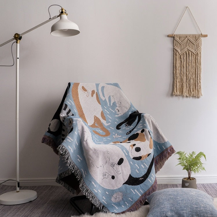 Vintage Pumpkin Knitted Sofa Cover Throw Blanket