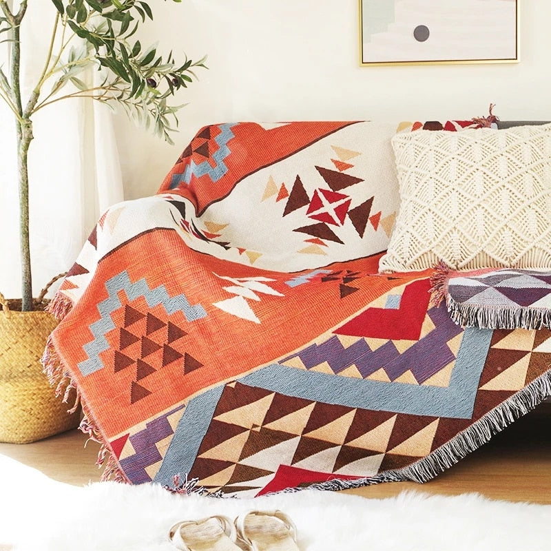 Vintage Pumpkin Knitted Sofa Cover Blanket