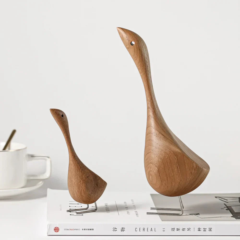 Scandinavian Teak Wood Goose Figurines