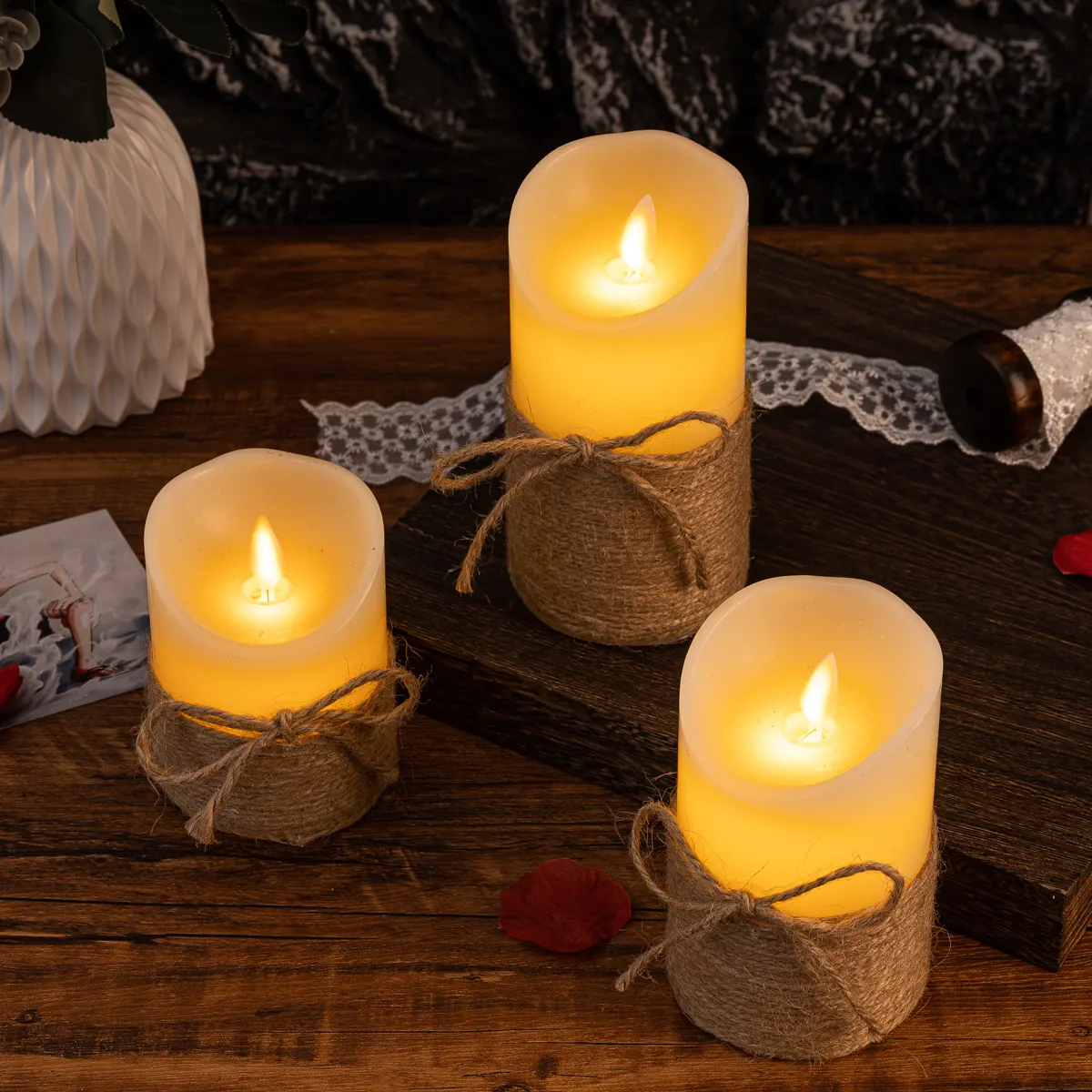 Flameless LED Bubble Block Candles