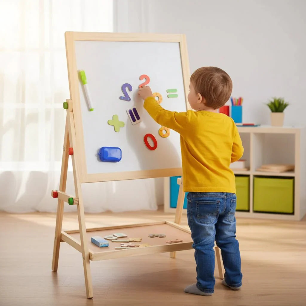 Adjustable Magnetic Whiteboard and Chalkboard for Kids