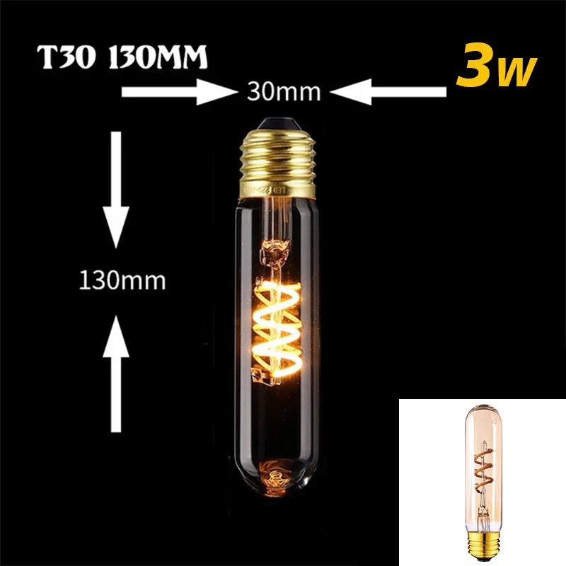 Dimmable Vintage LED Edison Bulb with Gold Spiral Filament E27 Base 2200K
