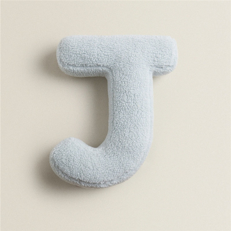 Alphabet Letter Fleece Pillow in Chestnut Brown and Cream