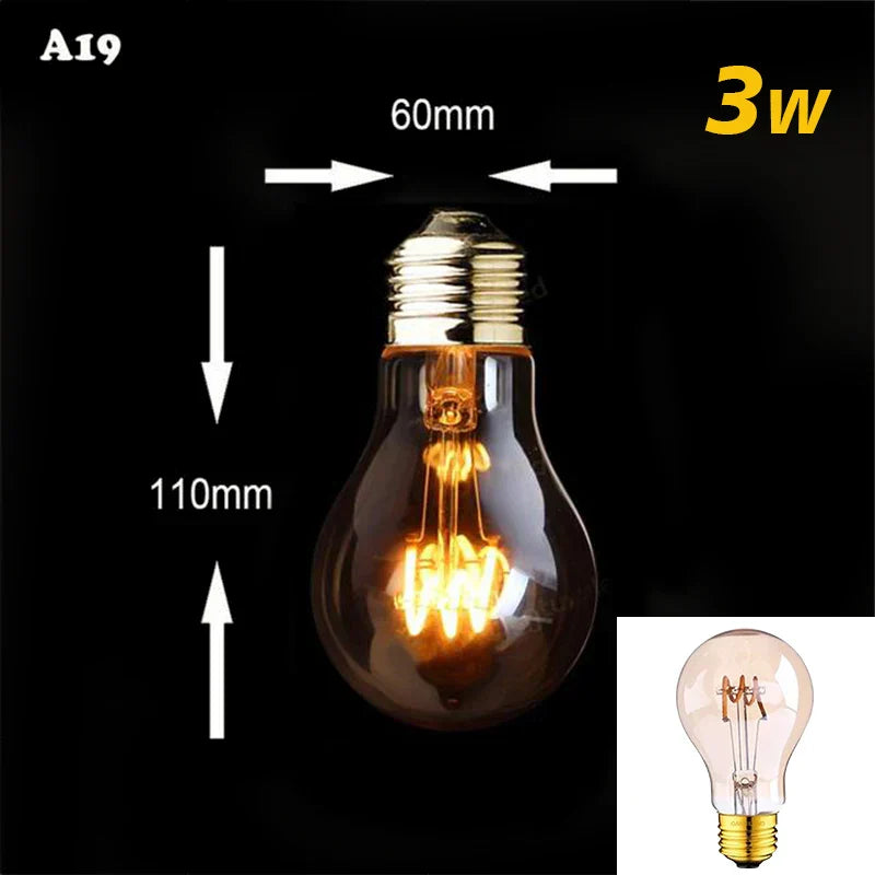Dimmable Vintage LED Edison Bulb with Gold Spiral Filament E27 Base 2200K