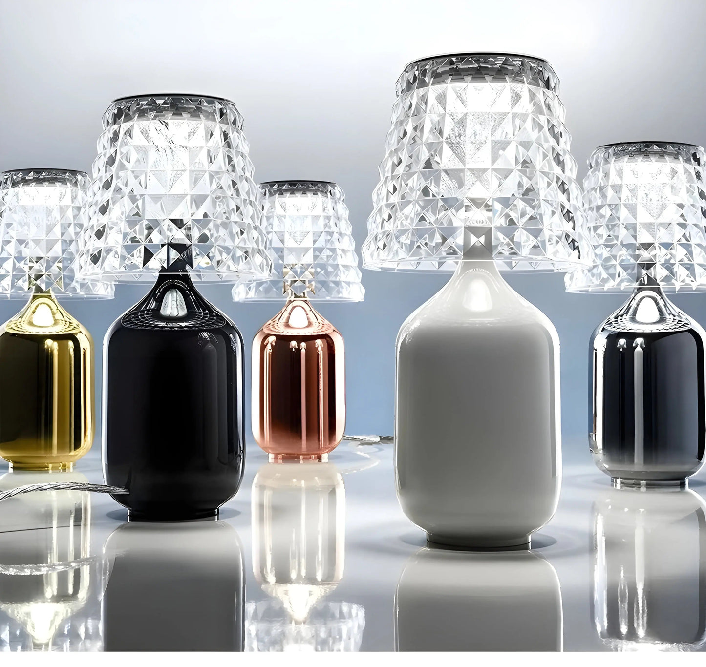 Wireless Gold LED Table Lamp - Modern Rechargeable Design