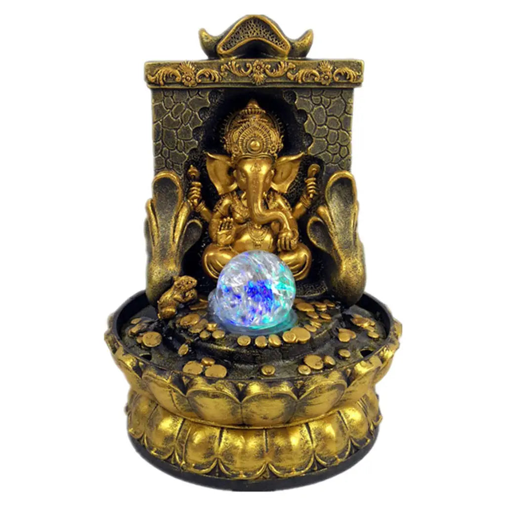 Ganesha Statue with LED Waterfall Fountain for Indoor Decor
