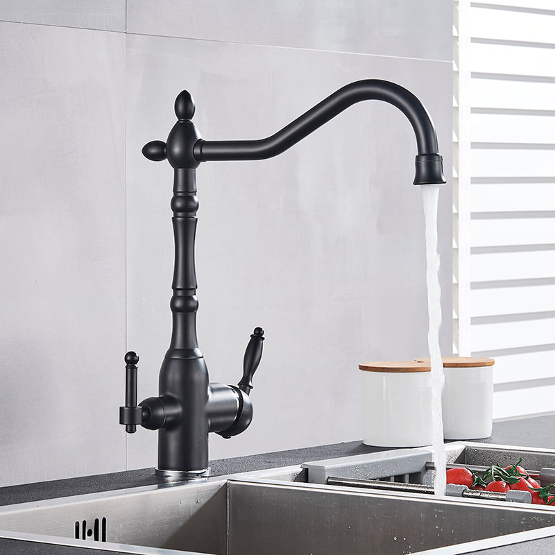 Classic Copper Kitchen Faucet with 360-Degree Swivel and Integrated Aerator