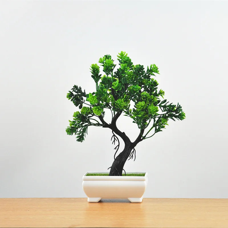 Mini Plastic Bonsai Plant for Desk Decor