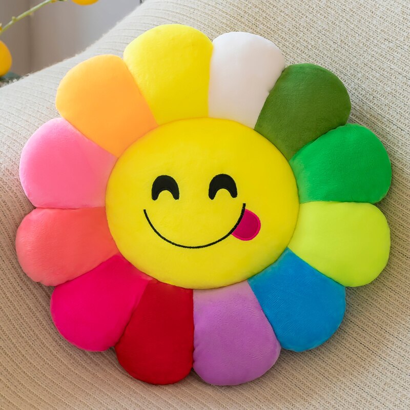 Colorful Round Sunflower Plush Seat Cushion