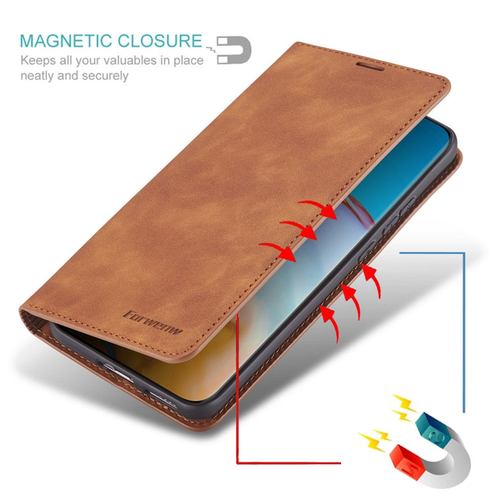 Magnetic Leather Huawei Case for Stylish Protection