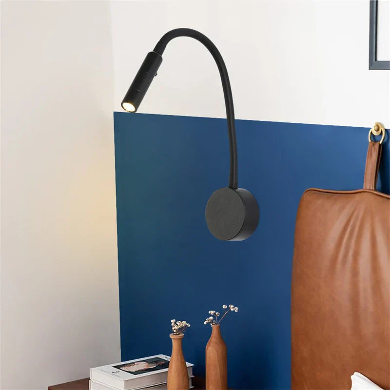 Adjustable LED Reading Wall Lamp with Gooseneck and Touch Switch - 1W/3W Options