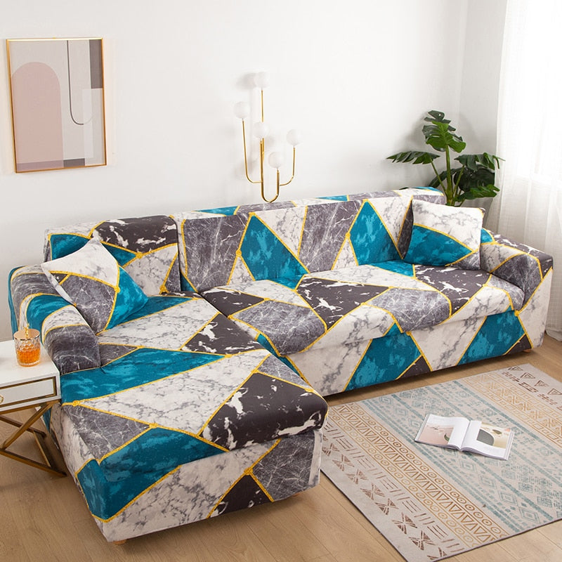 Non-Slip Colorful Elastic Sofa Cover for L-Shaped Sofas