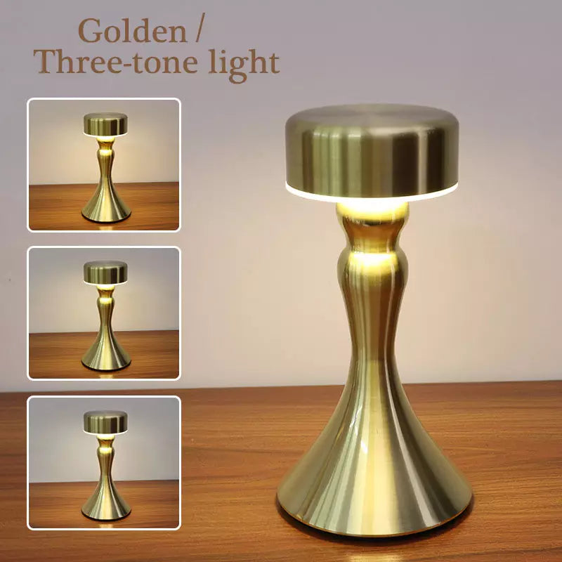 Wireless Gold Table Lamp with Touch Control and Charging Function
