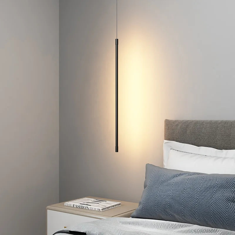 Minimalist Black LED Pendant Light with Built-in 16W Light