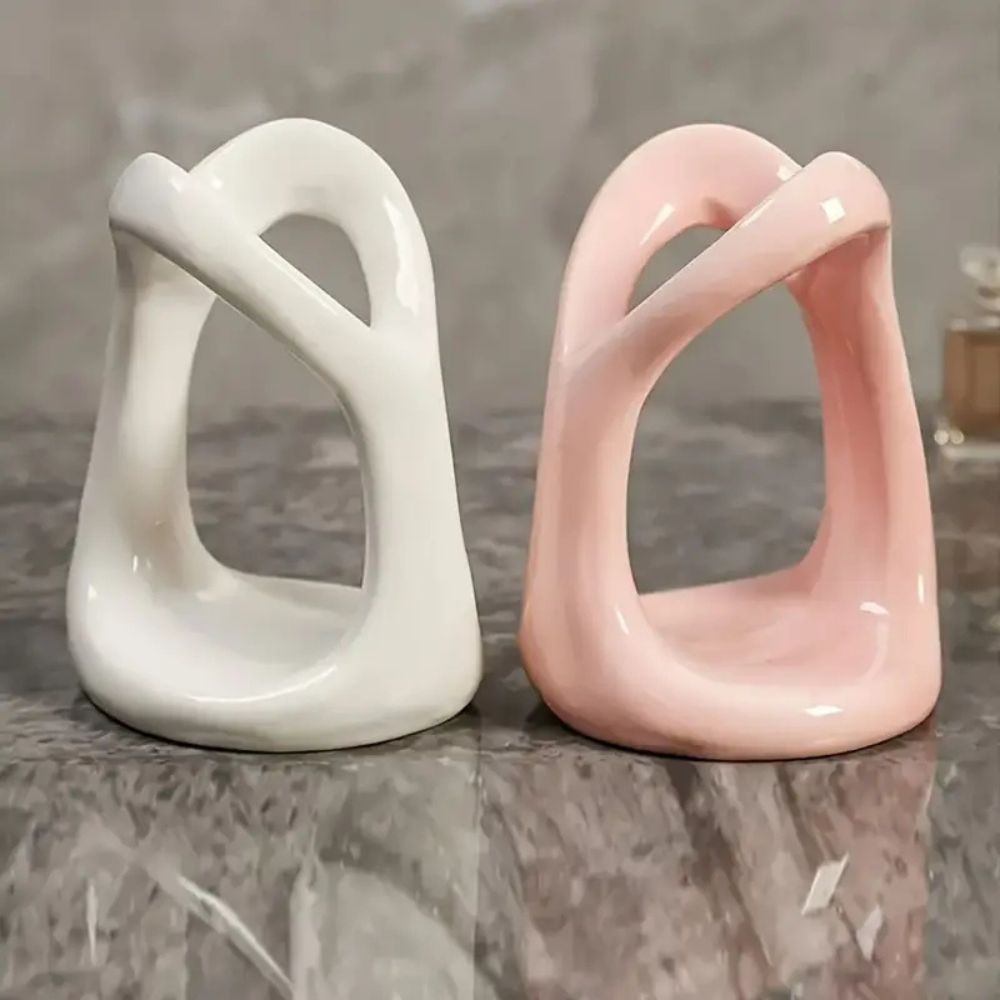 Heart-Shaped Ceramic Toothbrush Holder for Couples