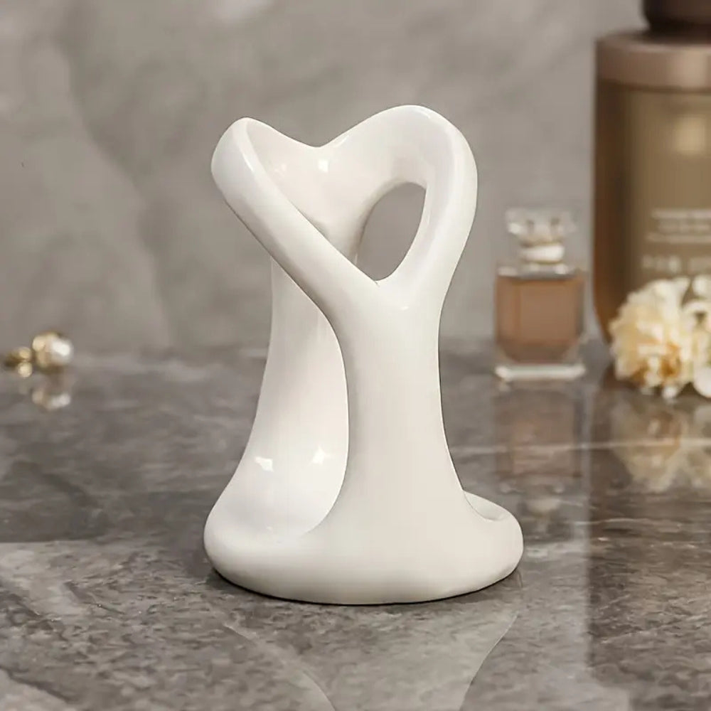 Heart-Shaped Ceramic Toothbrush Holder for Couples
