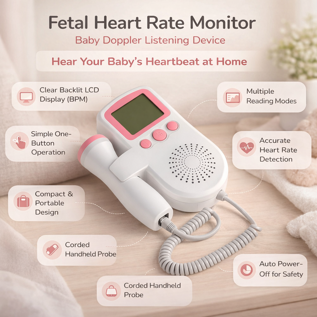 Fetal Doppler Heart Rate Monitor with Clear Display
