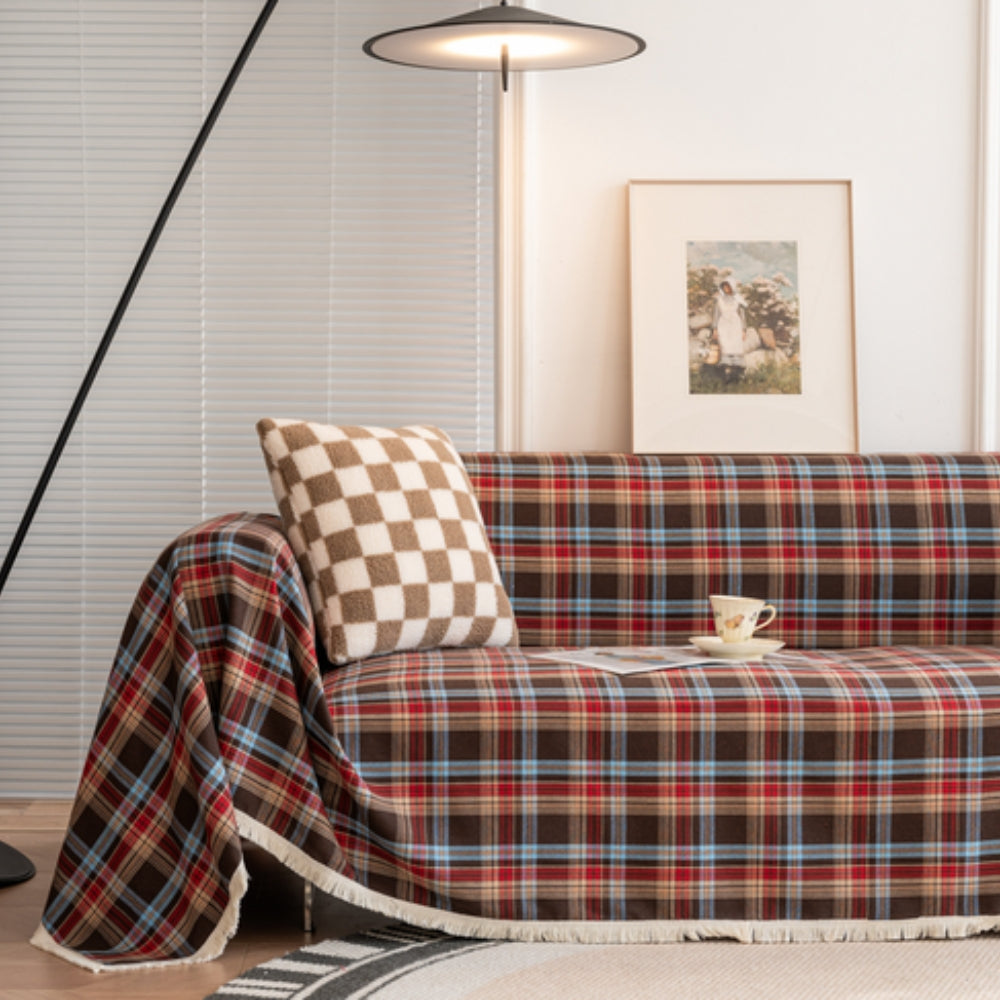Plaid Microfiber Sofa Cover for Comfort and Style