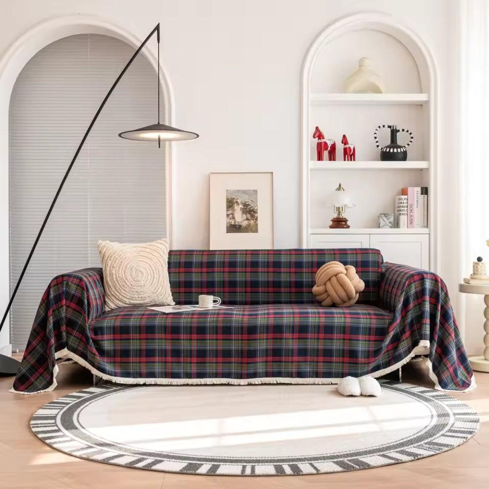 Plaid Microfiber Sofa Cover for Comfort and Style
