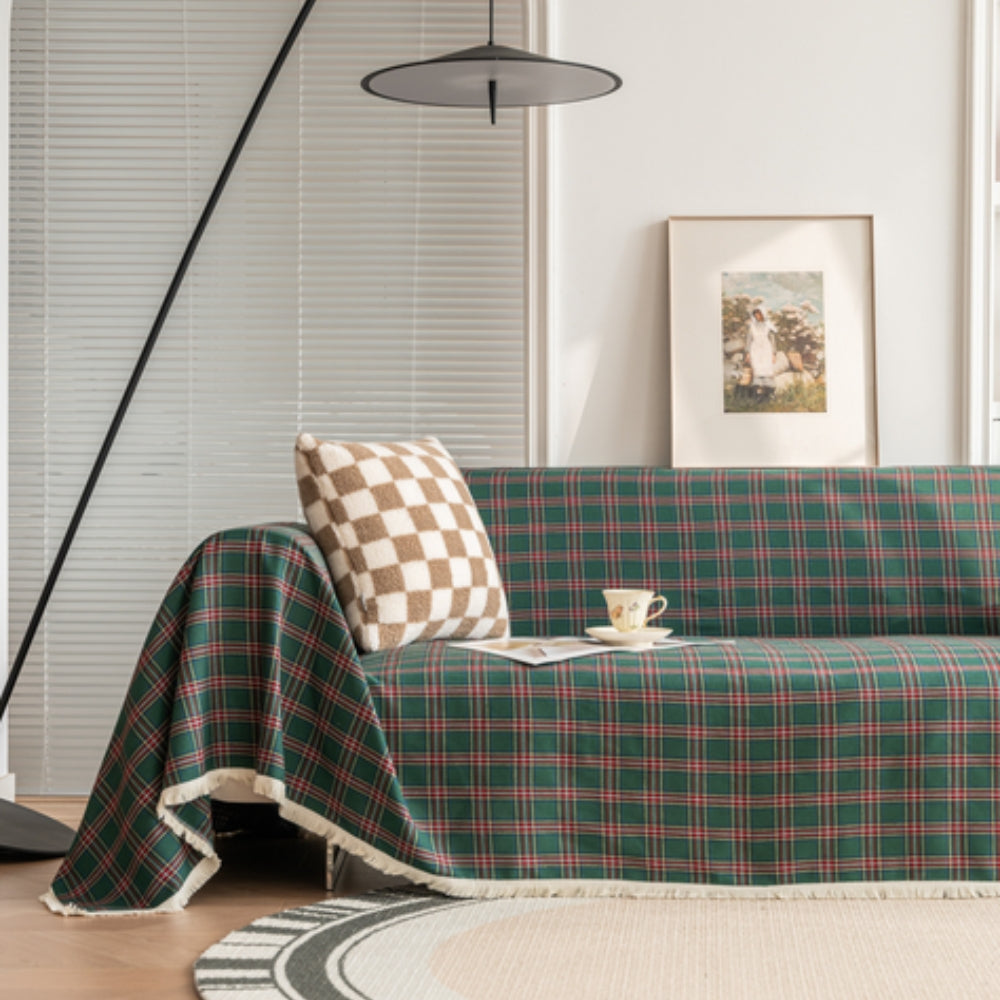 Plaid Microfiber Sofa Cover for Comfort and Protection