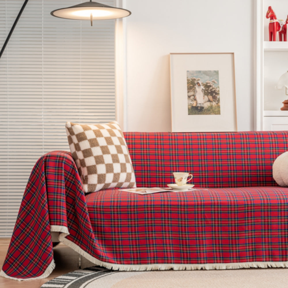 Plaid Microfiber Sofa Cover for Comfort and Style