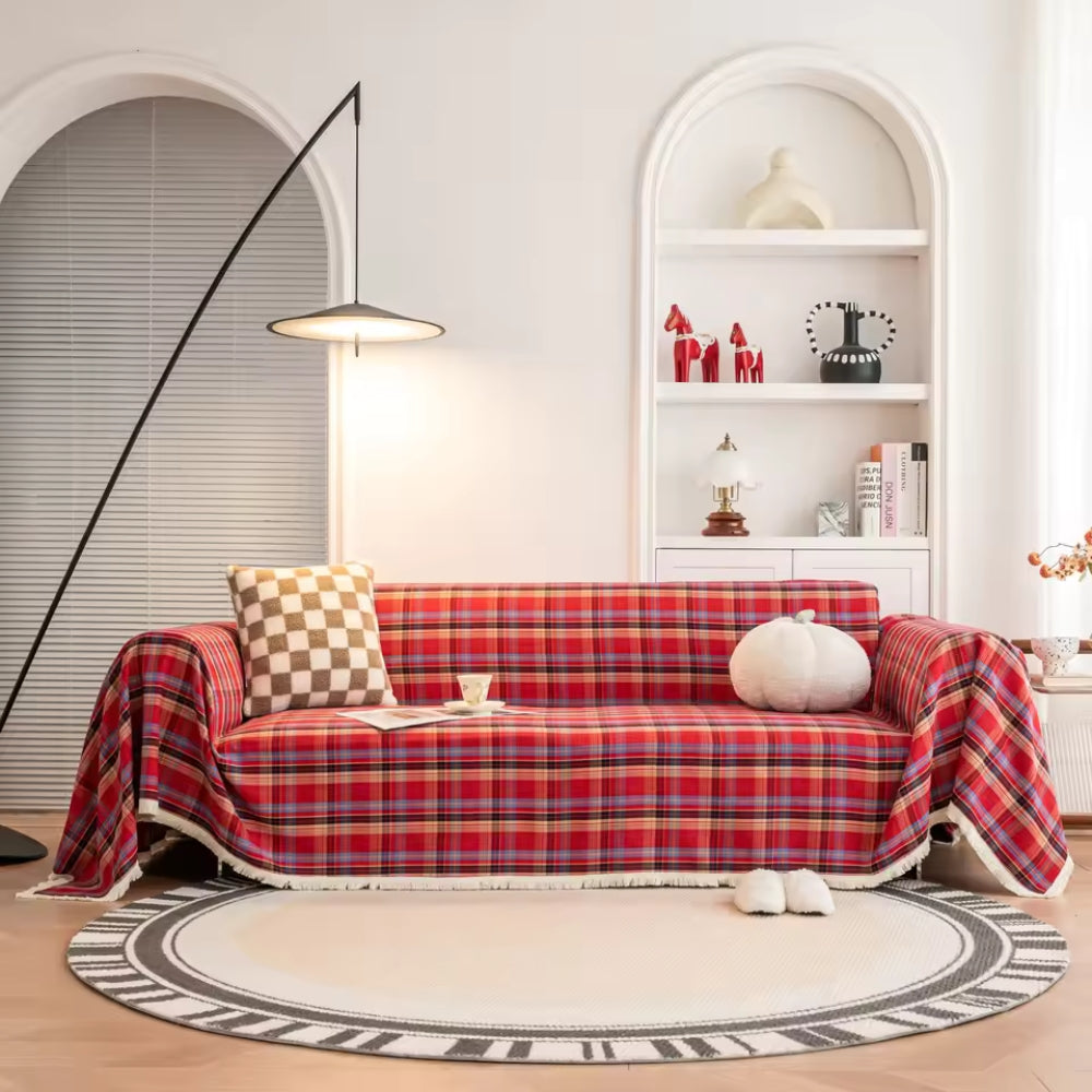 Plaid Microfiber Sofa Cover for Comfort and Style