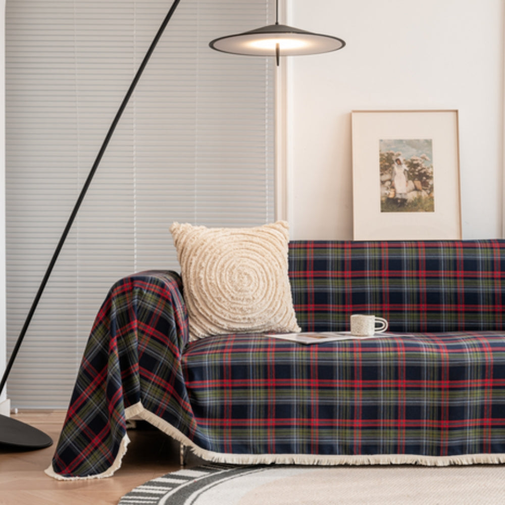 Plaid Microfiber Sofa Cover for Comfort and Style