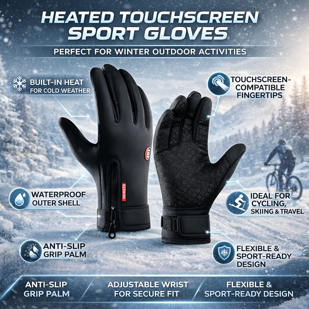 Heated Touchscreen Winter Sport Gloves Waterproof