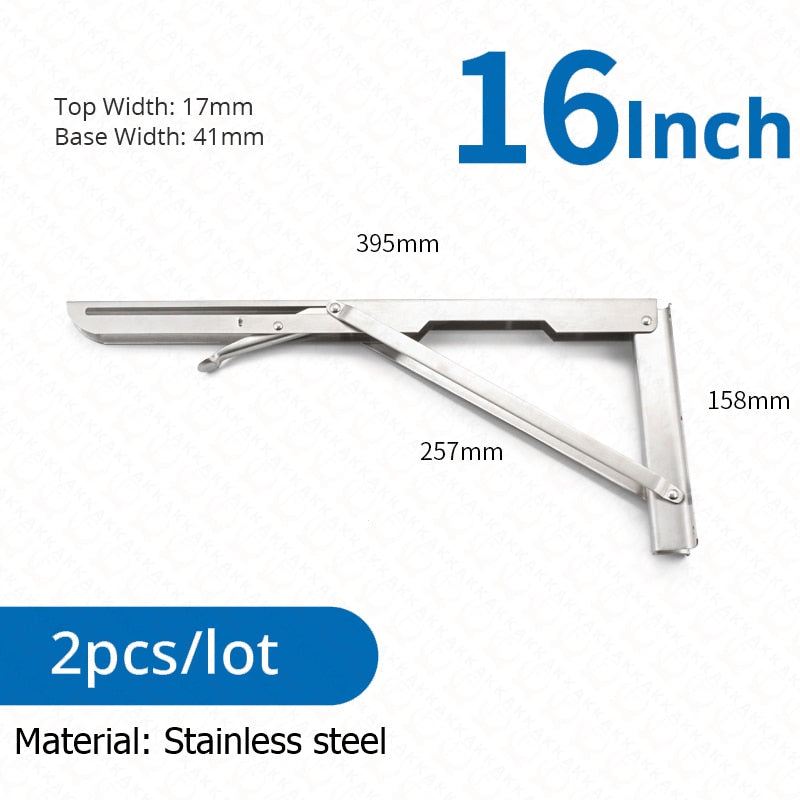 Collapsible Heavy-Duty Stainless Steel Shelf Brackets