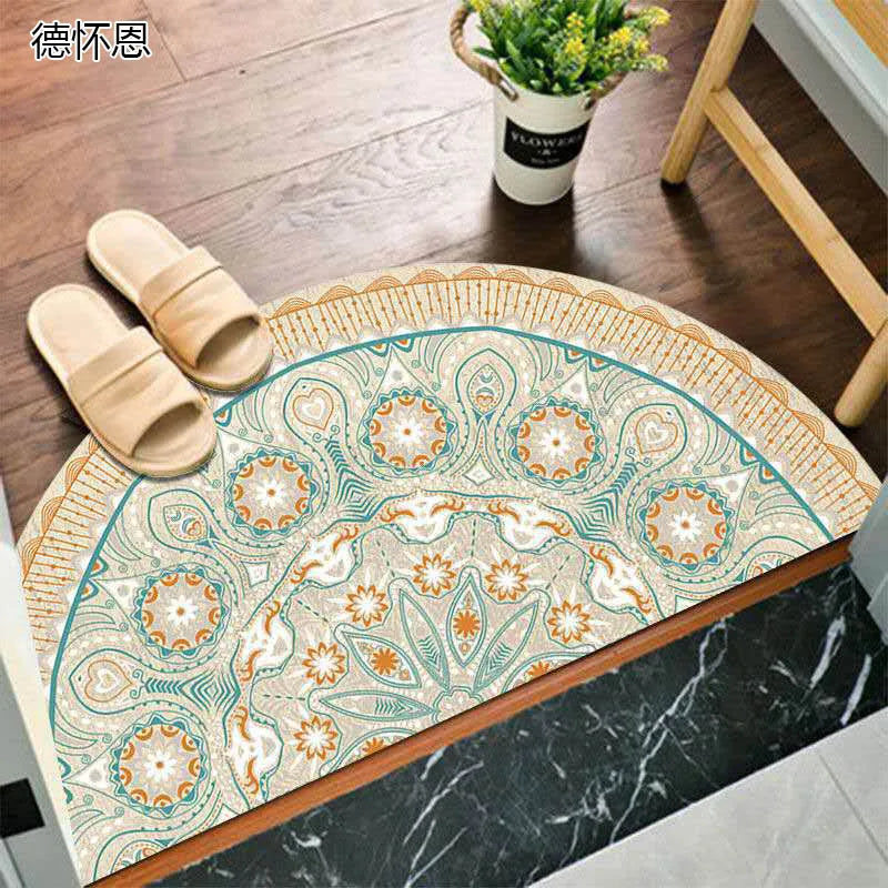 Bohemian Non-Slip Semicircular Polyester Doormat