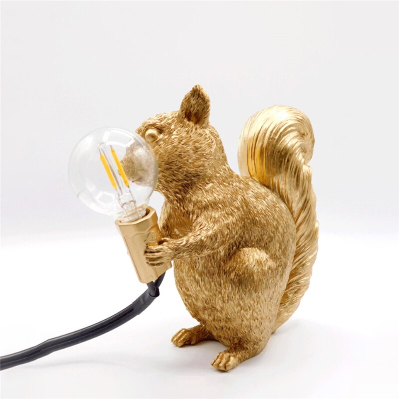 Resin Squirrel LED Table Lamp for Kids
