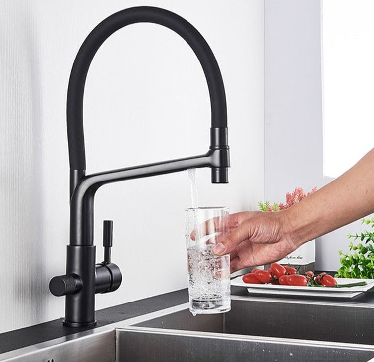 Pull Down Brass Drinking Water Faucet with Hot and Cold Function