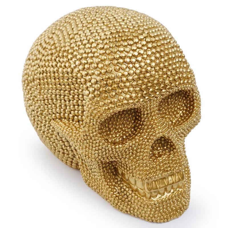 Large Silver and Gold Skull Resin Sculpture Decorative Organizer