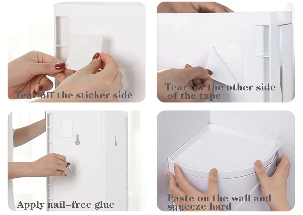Bathroom Corner Storage Organizer with Transparent Shelving