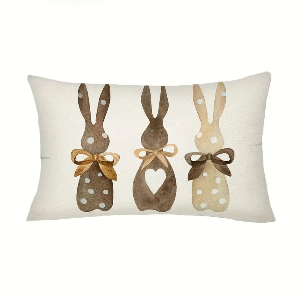 Hemp Bunny Cushion Cover with Polka Dots and Bows